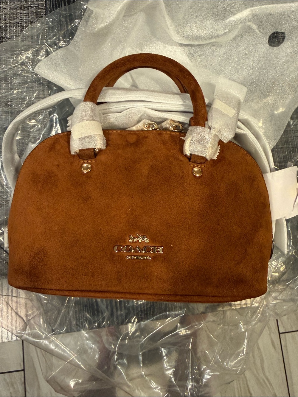 Coach Chestnut Suede Dome Satchel